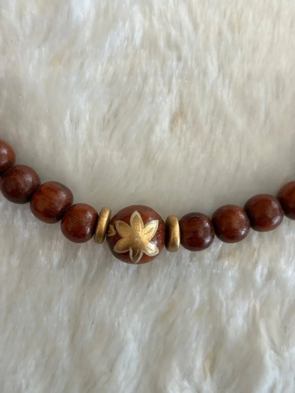 Vintage 80's‎ Brown Wood Beads Beaded Necklace Earthy Neutral Tones